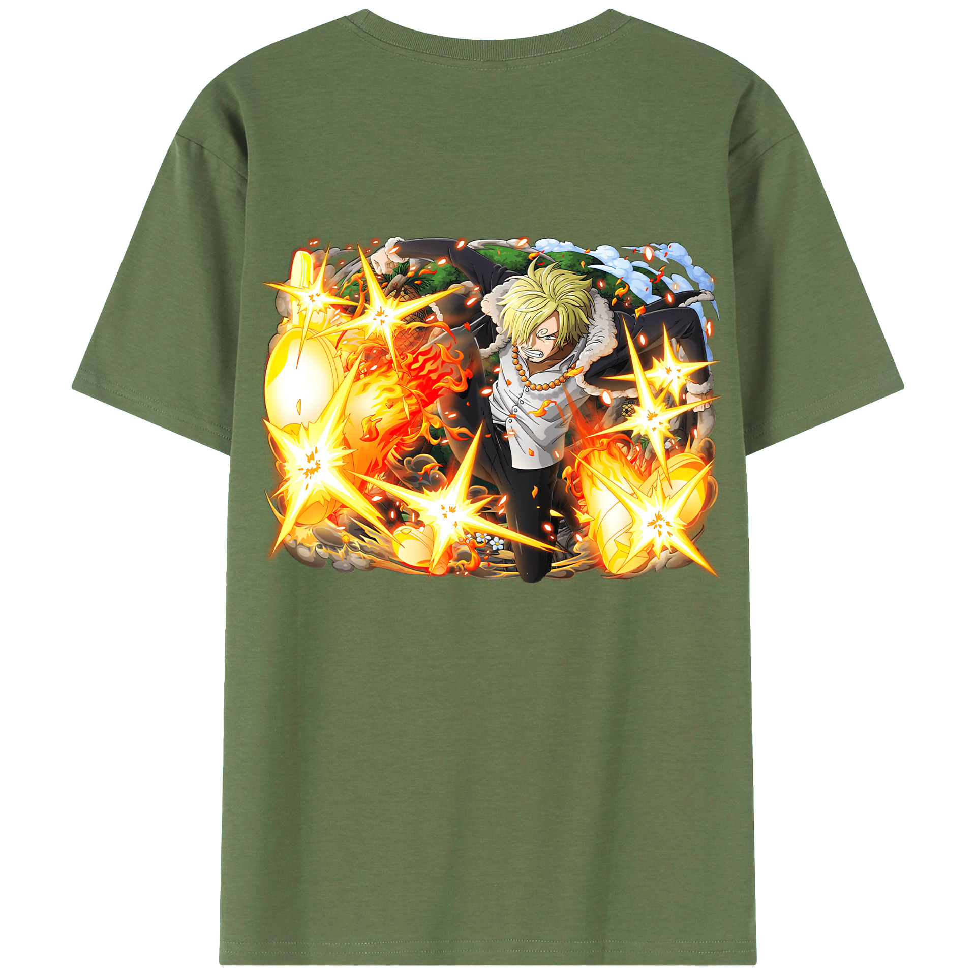 （画像用） ワンピース サンジ ONE PIECE Sanji 綿100％ メンズ半袖Tシャツ（バックプリント） 通気性